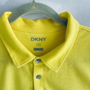 DKNY POLO T - SHIRT Custom yellow Polo Shirt XXL Slim Fit size Short sleeves